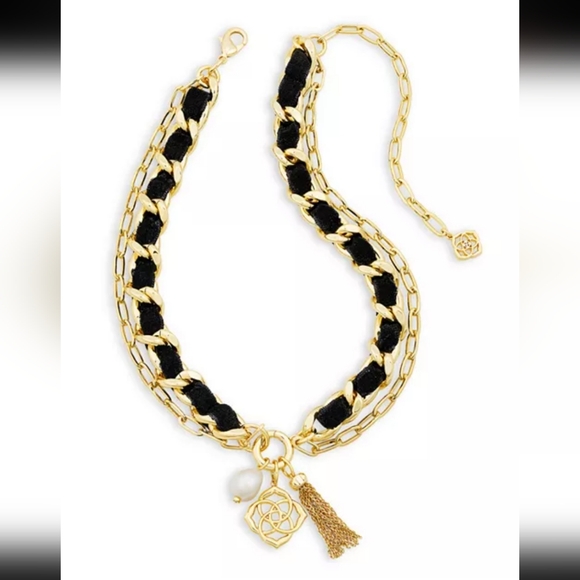 Kendra Scott Everleigh Velvet Double Chain Necklace, 14–18" - Picture 1 of 2